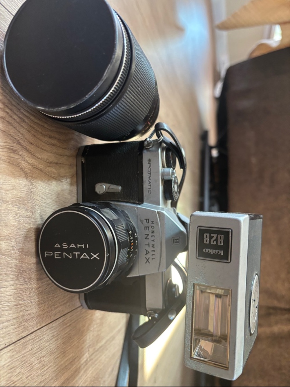 Silver & Black Vintage SLR Camera with Flash - Black/Silver